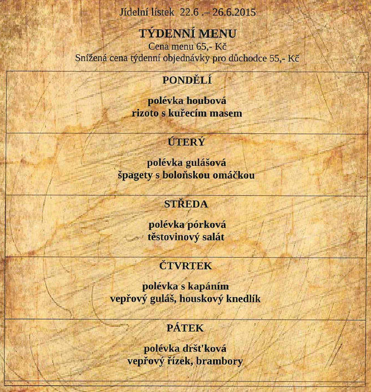tydenni menu 20150622