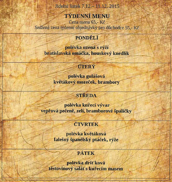 tydenni menu 20151207