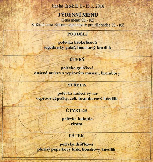 tydenni menu 20160111