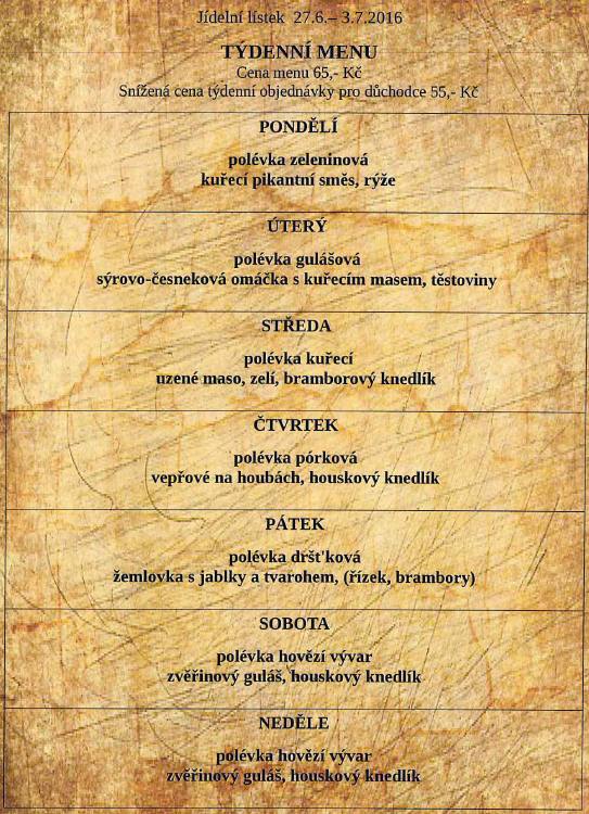 tydenni menu 20160627
