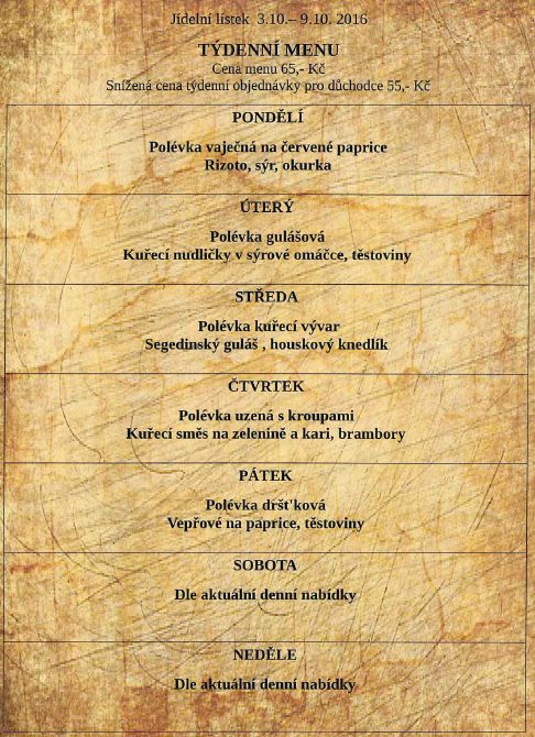 tydenni menu 20161003