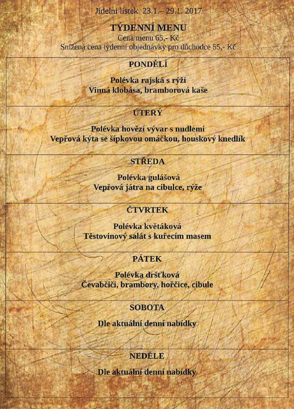 tydenni menu 20170123