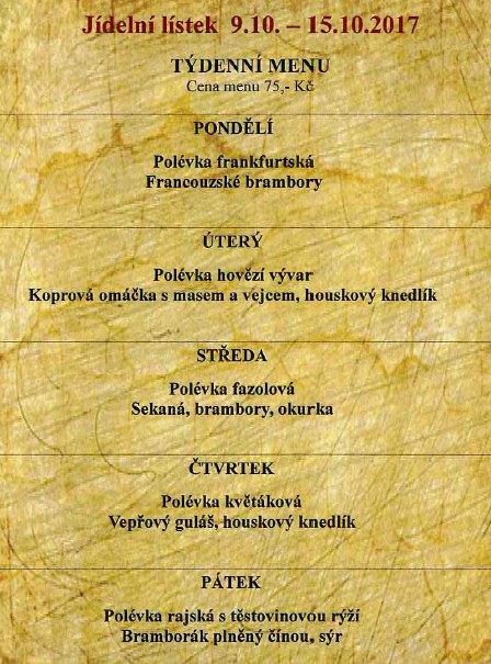 tydenni menu 20171009