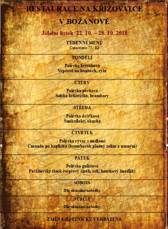 tydenni menu 20181022