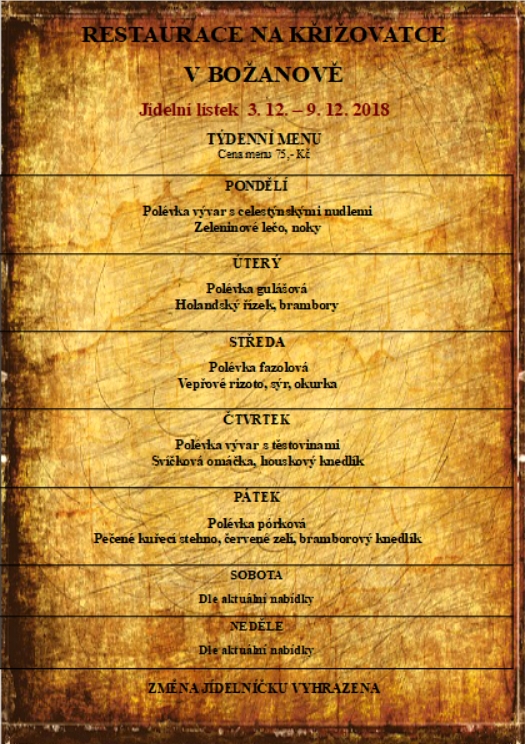 tydenni menu 20181203