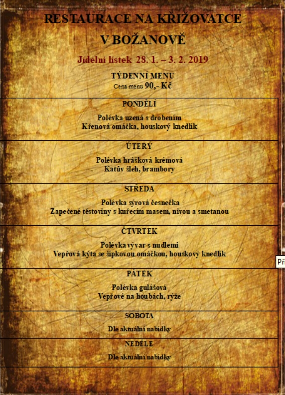tydenni menu 20190128