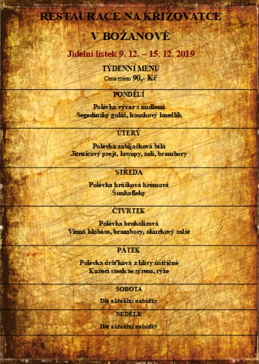 tydenni menu 20191209