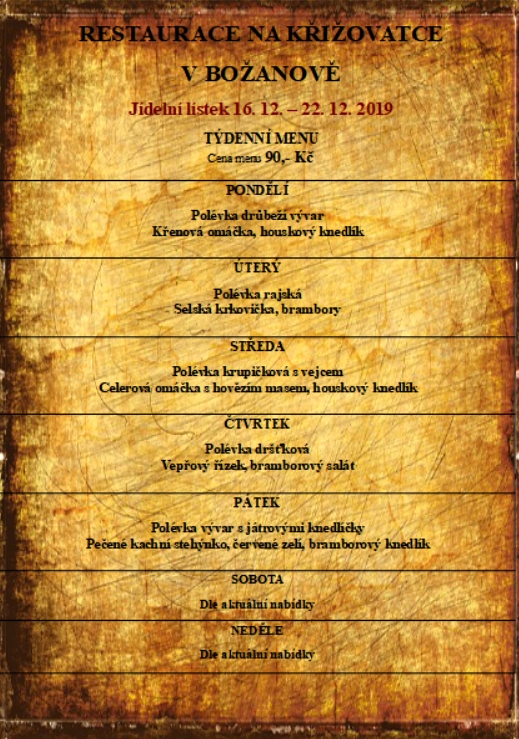 tydenni menu 20191216
