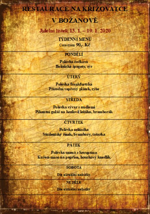 tydenni menu 20200113