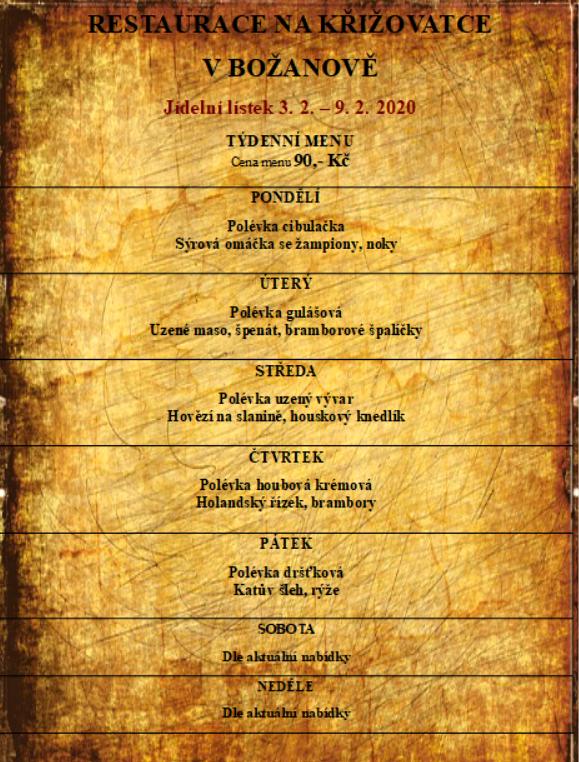 tydenni menu 20200203