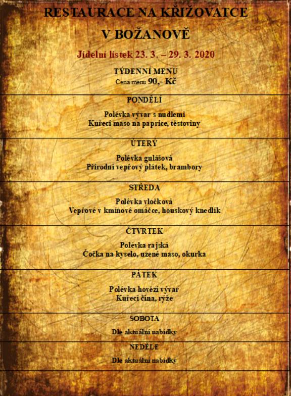 tydenni menu 20200323