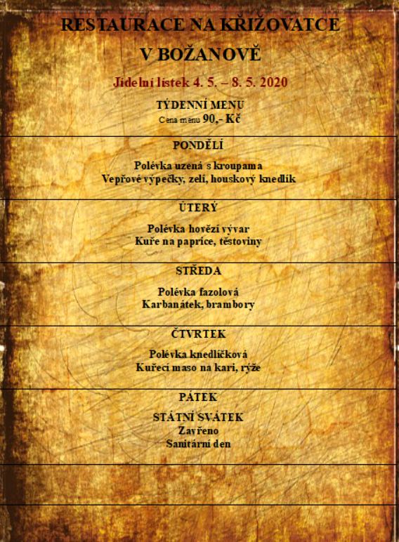 tydenni menu 20200504